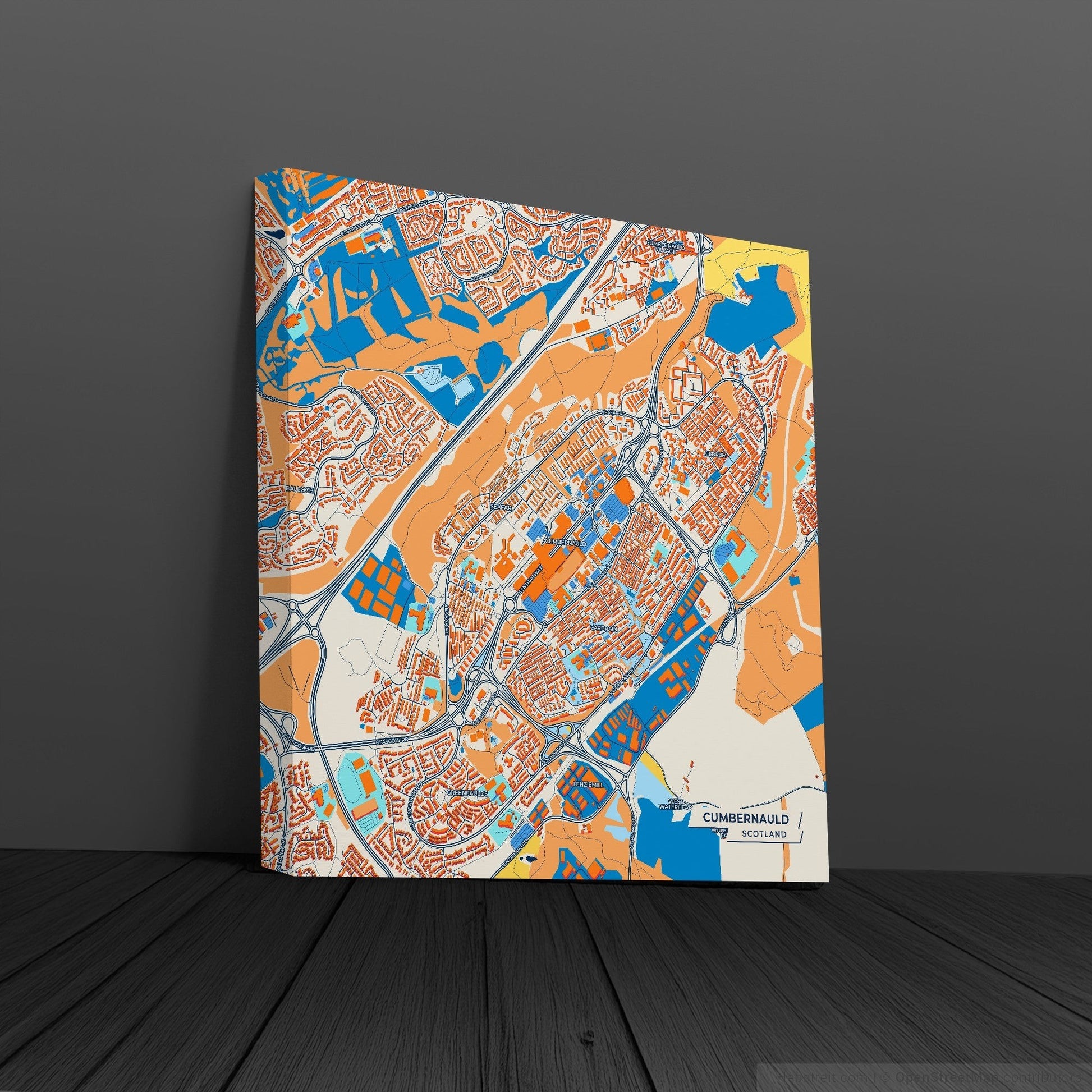 Cumbernauld Scotland Colorful City Map Canvas Print