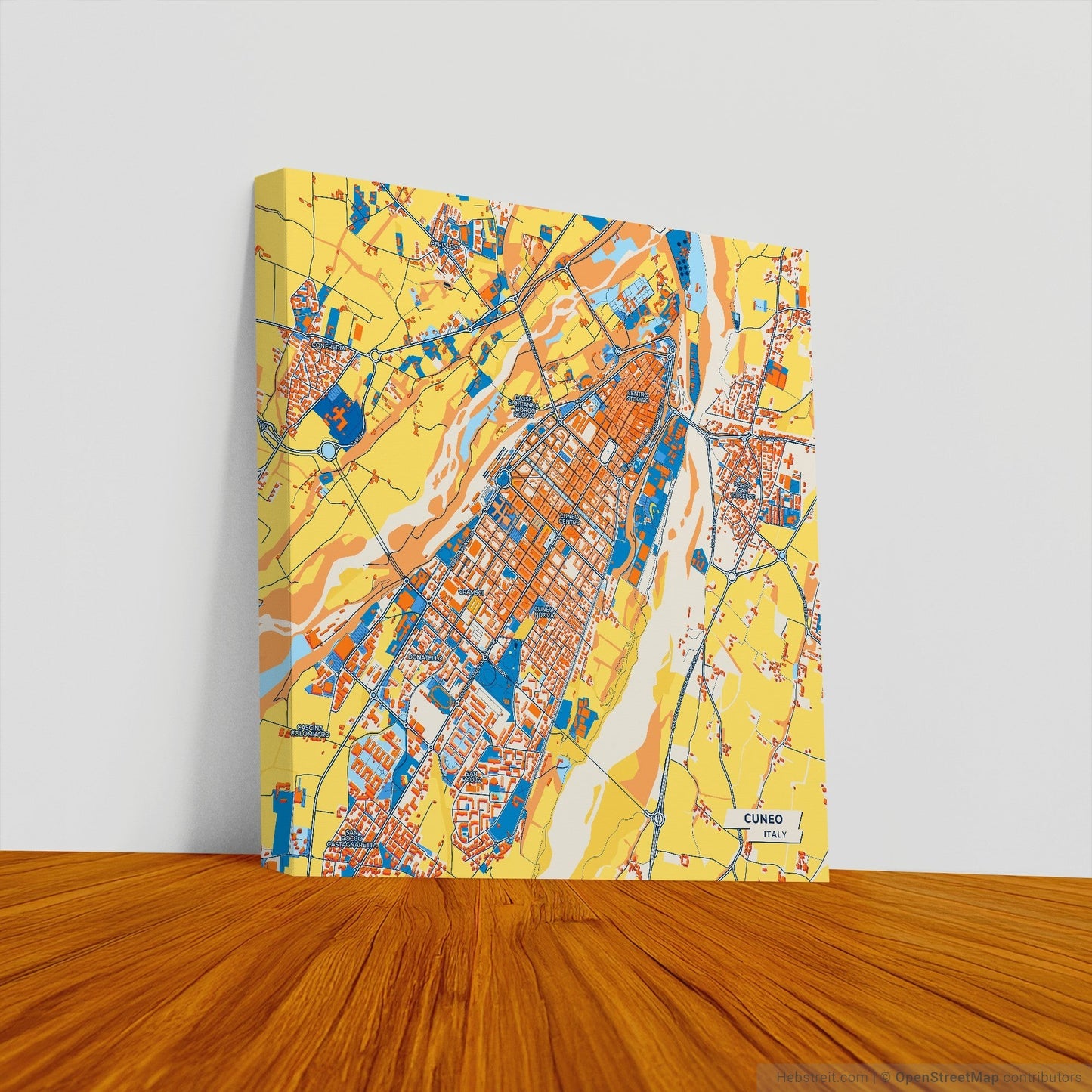 Cuneo Italy Colorful City Map Canvas Print