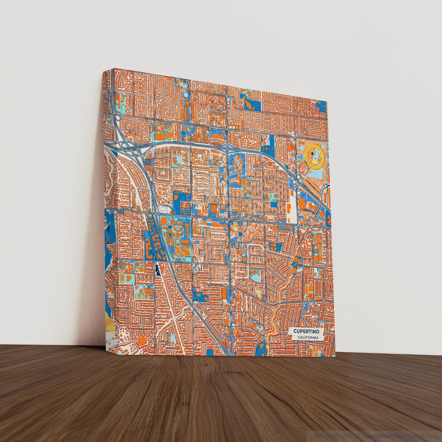 Cupertino California Colorful City Map Canvas Print