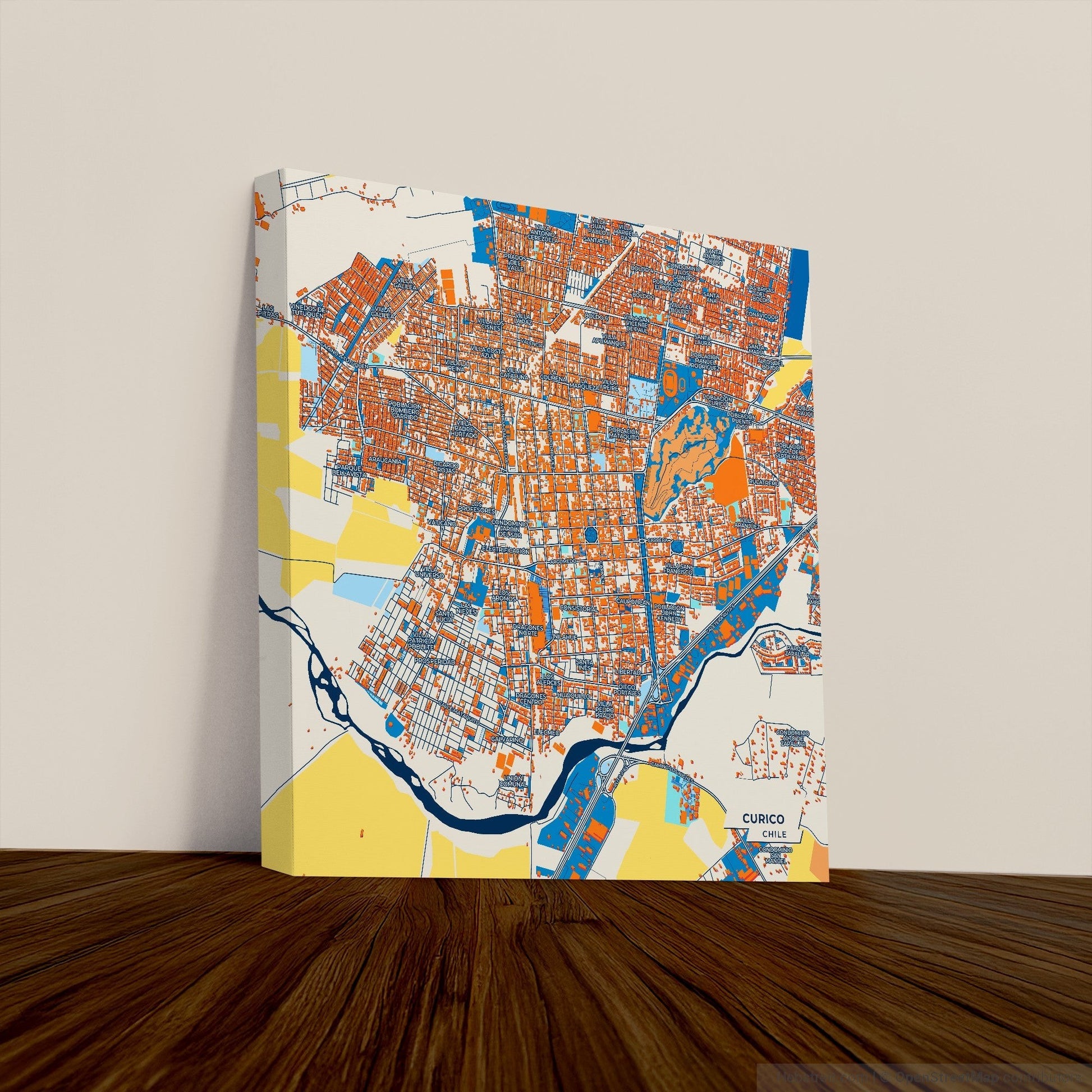 Curico Chile Colorful City Map Canvas Print