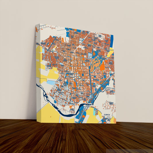 Curico Chile Colorful City Map Canvas Print