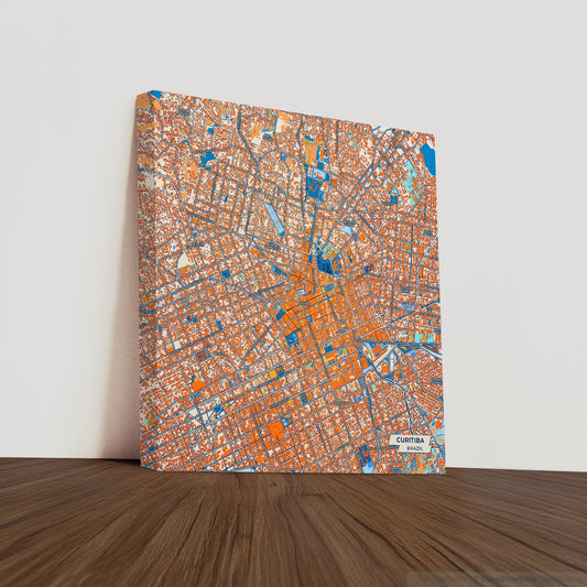 Curitiba Brazil Colorful City Map Canvas Print