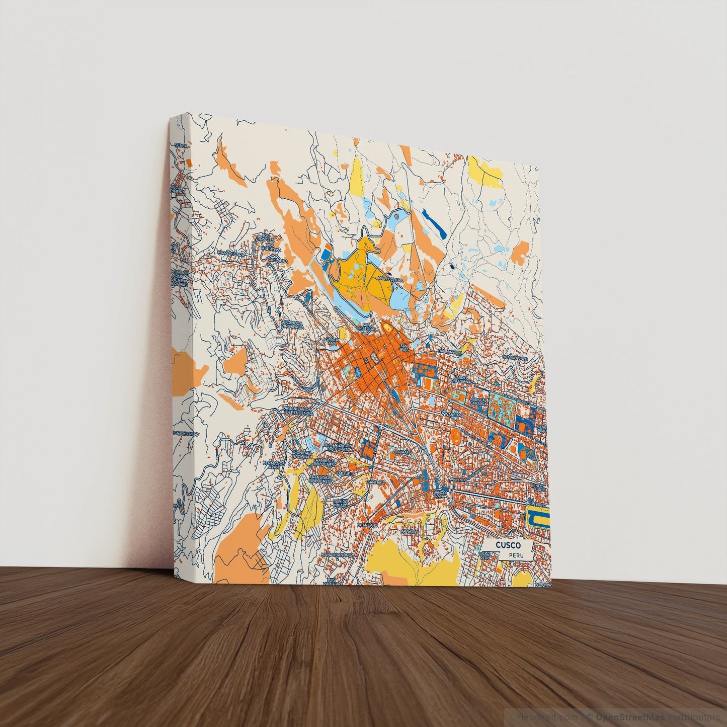Cusco Peru Colorful City Map Canvas Print
