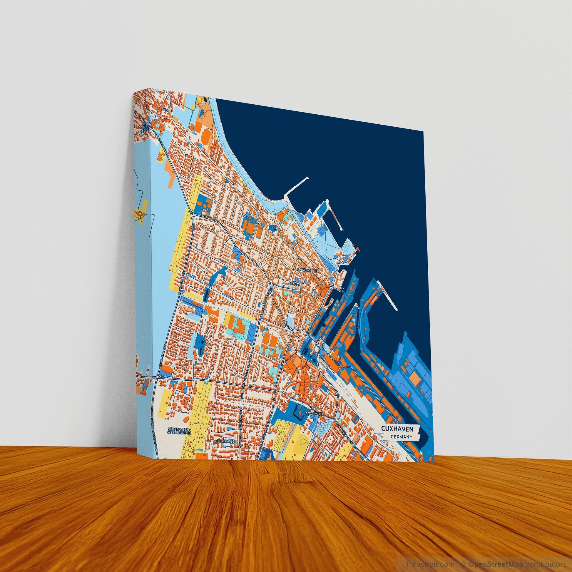 Cuxhaven Germany Colorful City Map Canvas Print