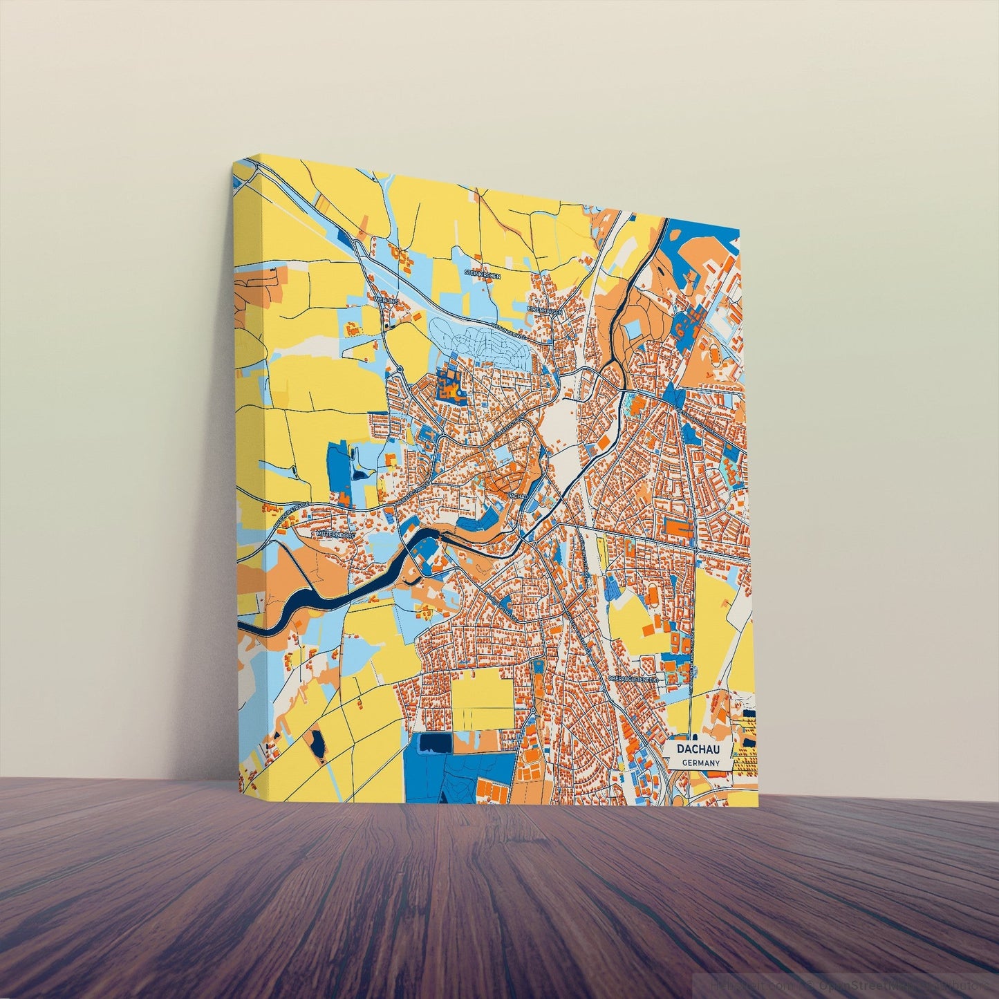 Dachau Germany Colorful City Map Canvas Print