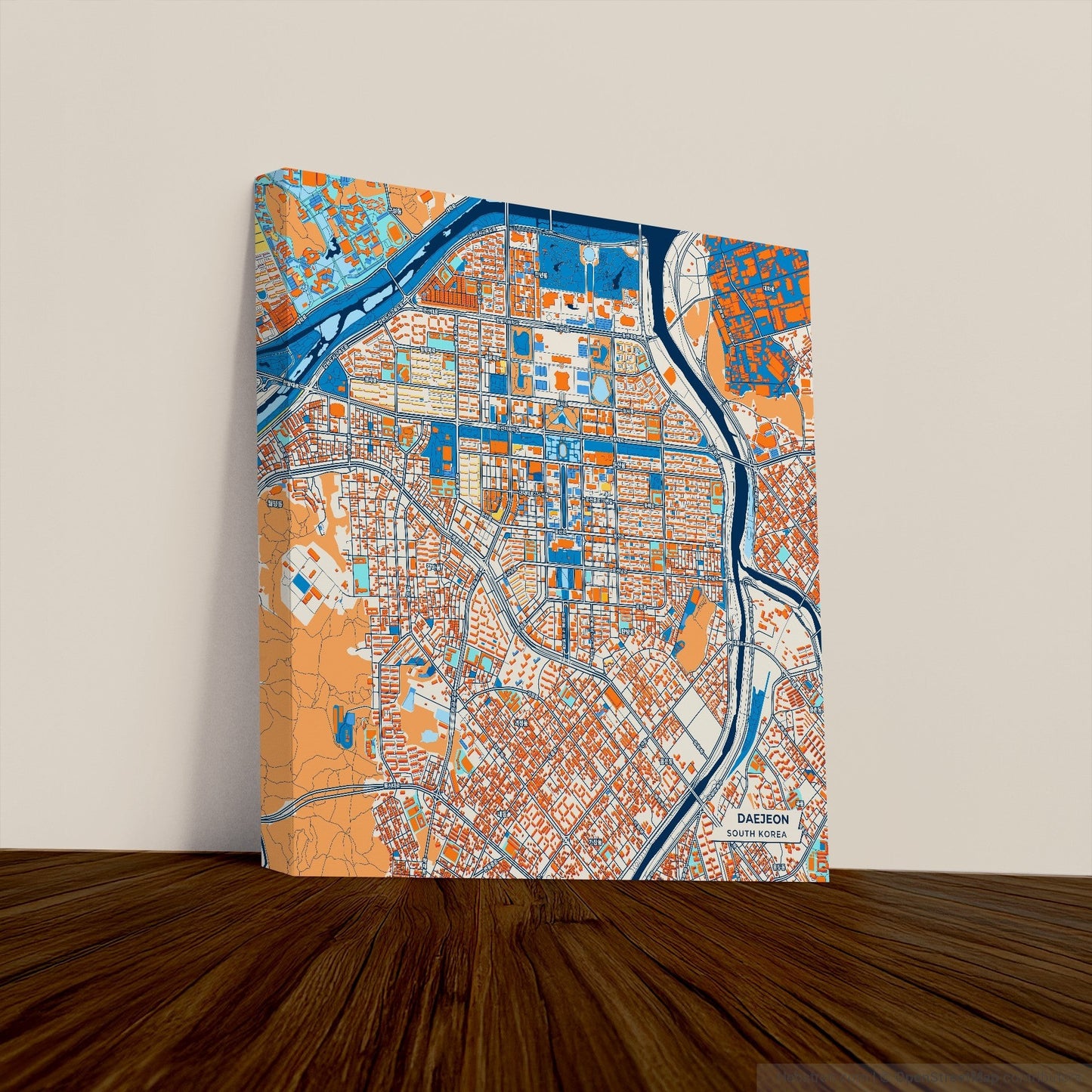 Daejeon South Korea Colorful City Map Canvas Print