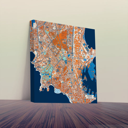 Dakar Senegal Colorful City Map Canvas Print