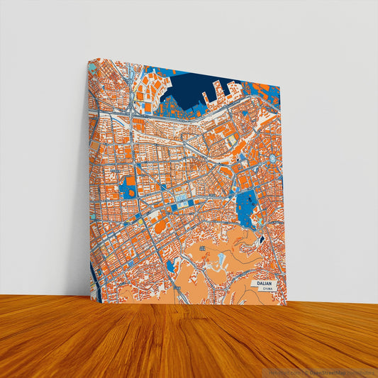 Dalian China Colorful City Map Canvas Print