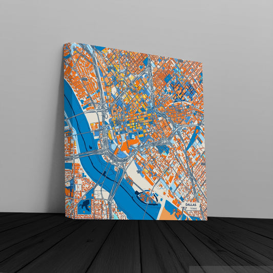 Dallas Texas Colorful City Map Canvas Print
