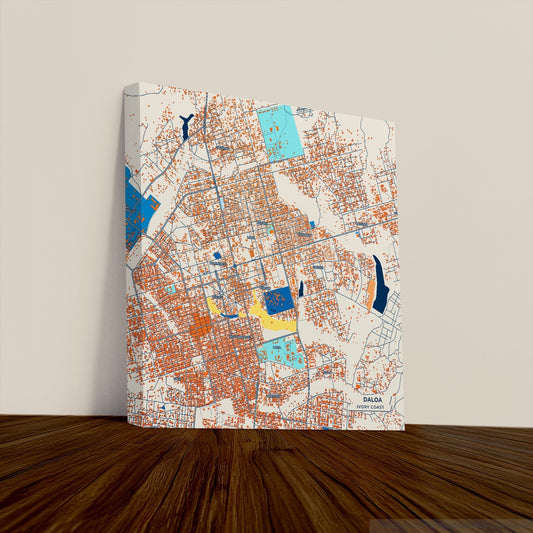 Daloa Ivory Coast Colorful City Map Canvas Print