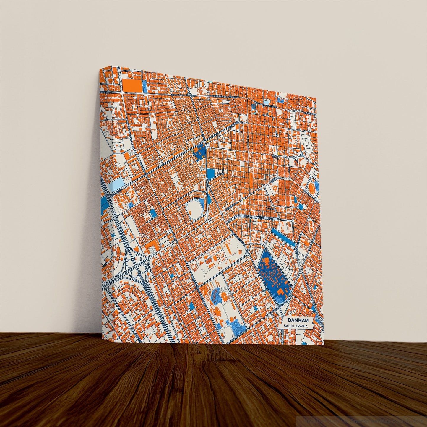 Dammam Saudi Arabia Colorful City Map Canvas Print