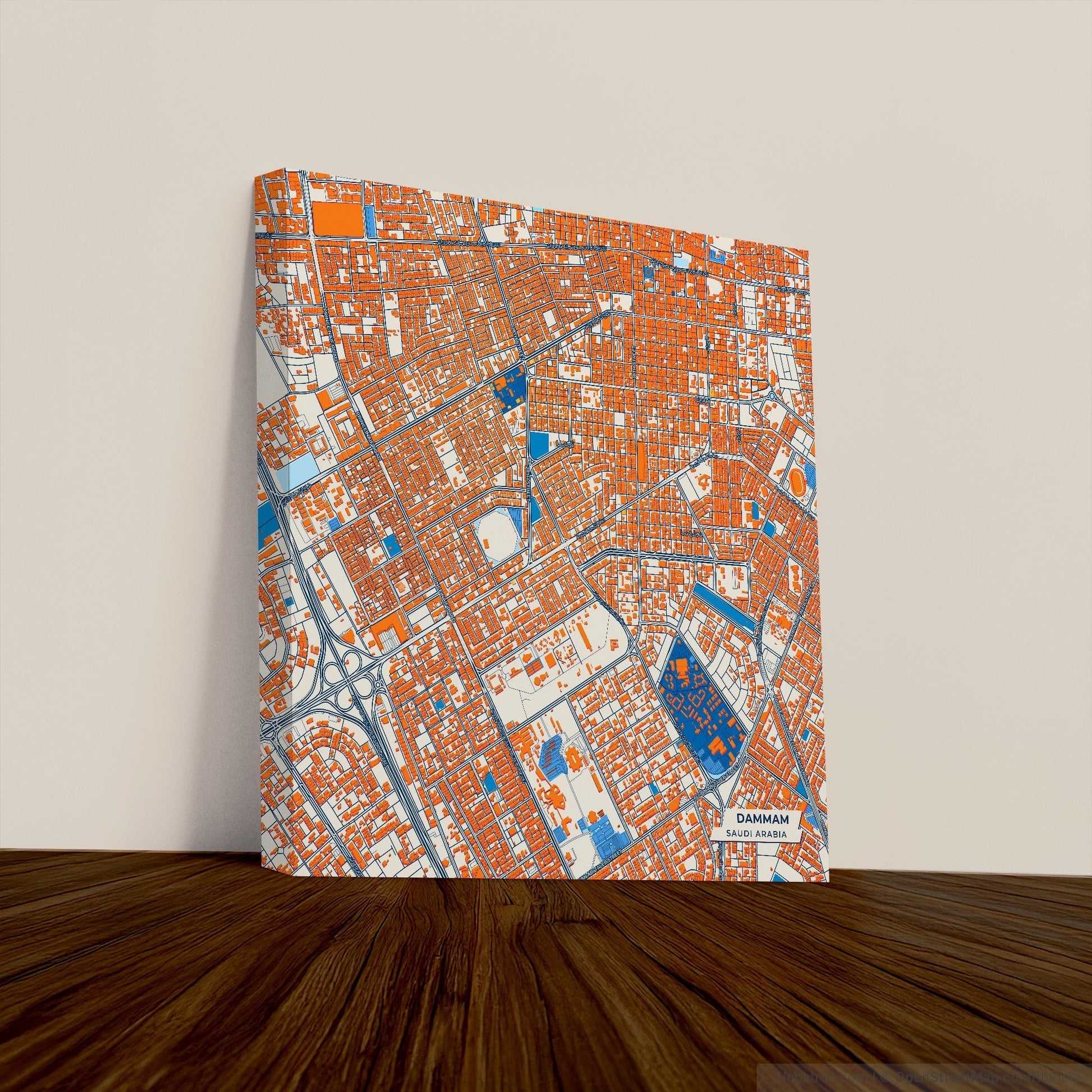 Dammam Saudi Arabia Colorful City Map Canvas Print