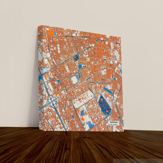 Dammam Saudi Arabia Colorful City Map Canvas Print