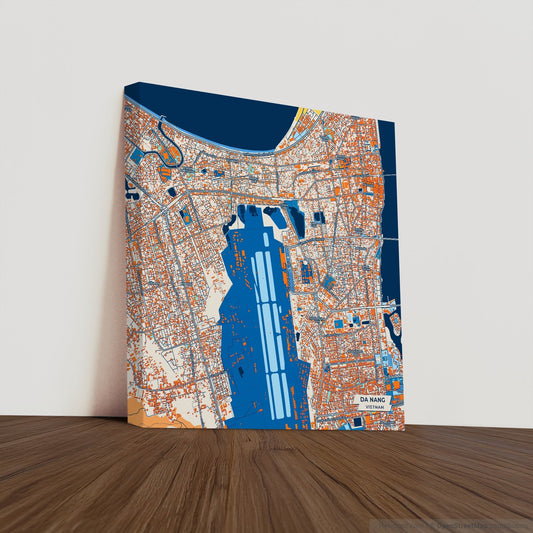 Da Nang Vietnam Colorful City Map Canvas Print