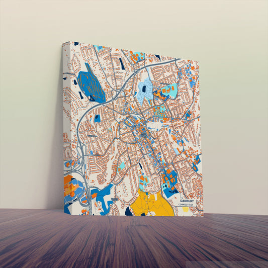 Danbury Connecticut Colorful City Map Canvas Print