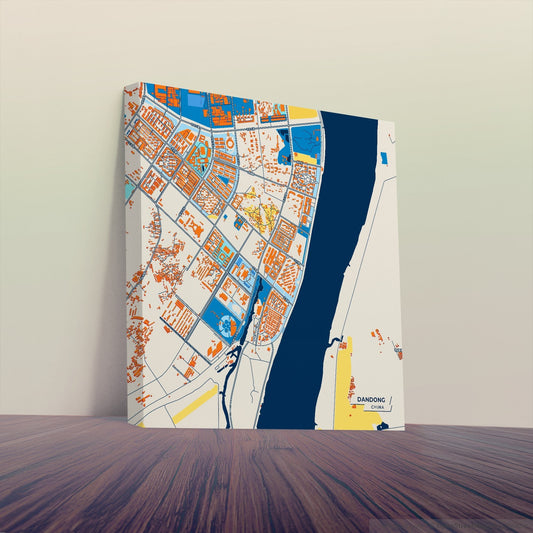 Dandong China Colorful City Map Canvas Print