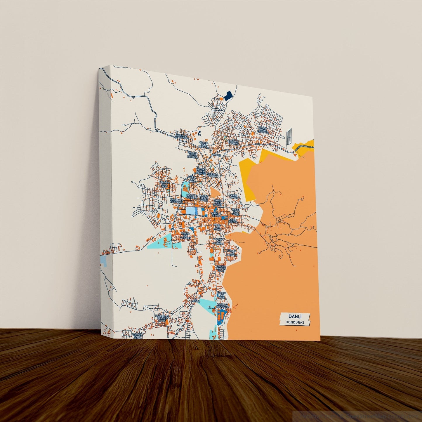Danlí Honduras Colorful City Map Canvas Print