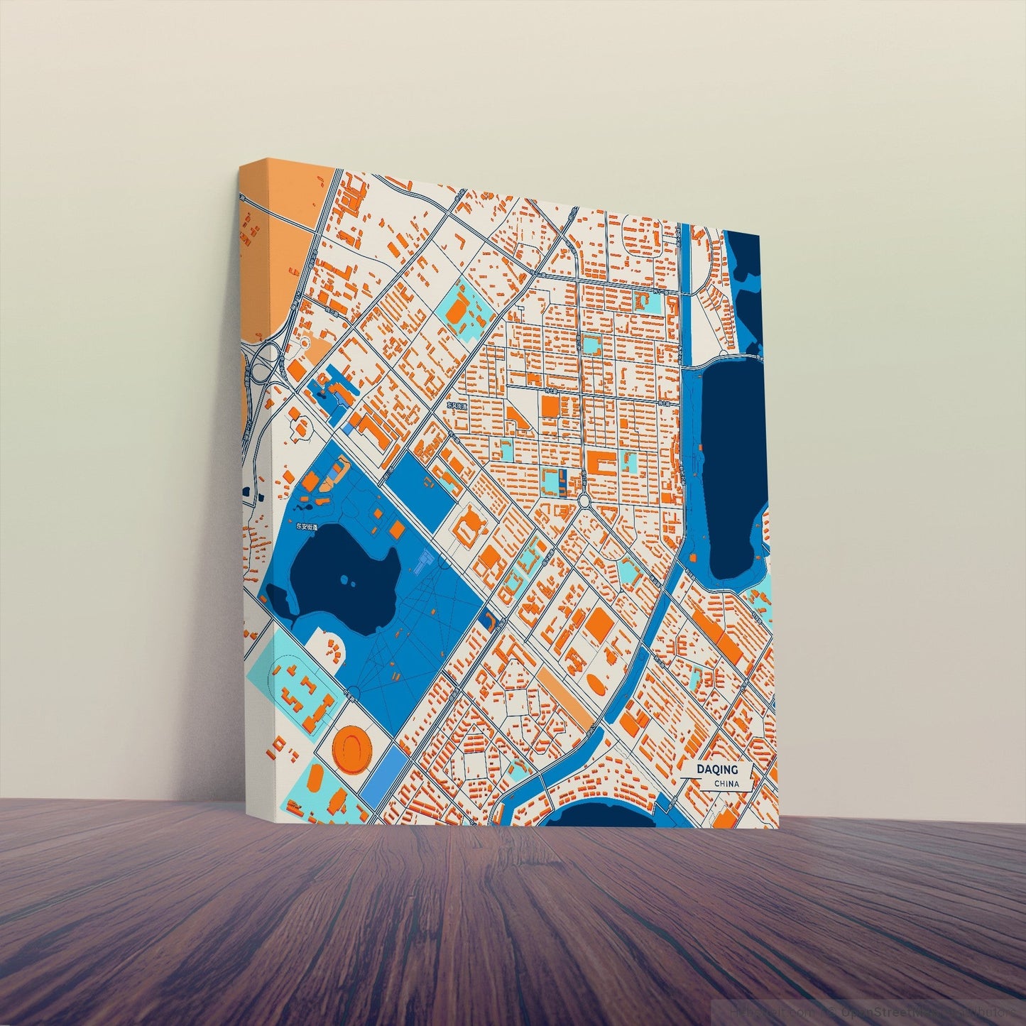 Daqing China Colorful City Map Canvas Print