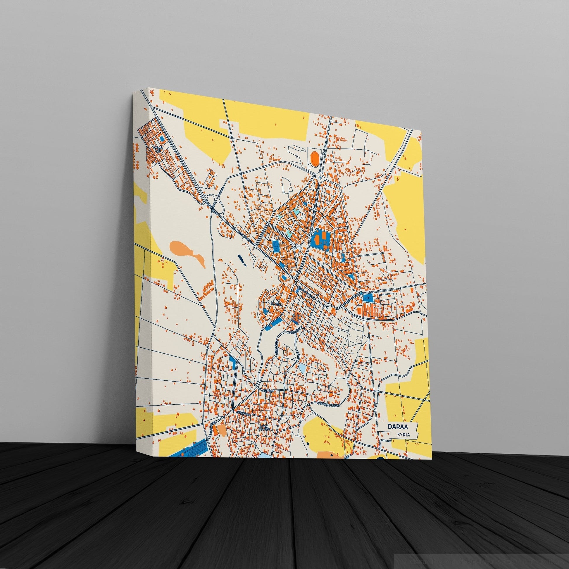 Daraa Syria Colorful City Map Canvas Print