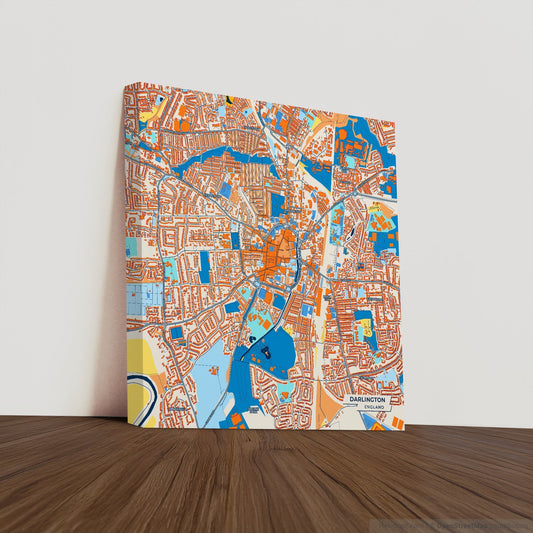 Darlington England Colorful City Map Canvas Print