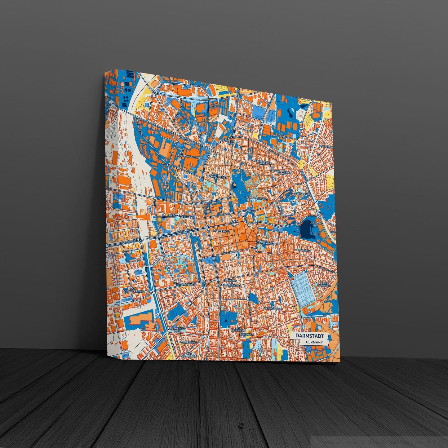 Darmstadt Germany Colorful City Map Canvas Print