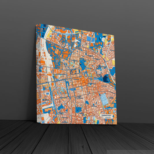Darmstadt Germany Colorful City Map Canvas Print