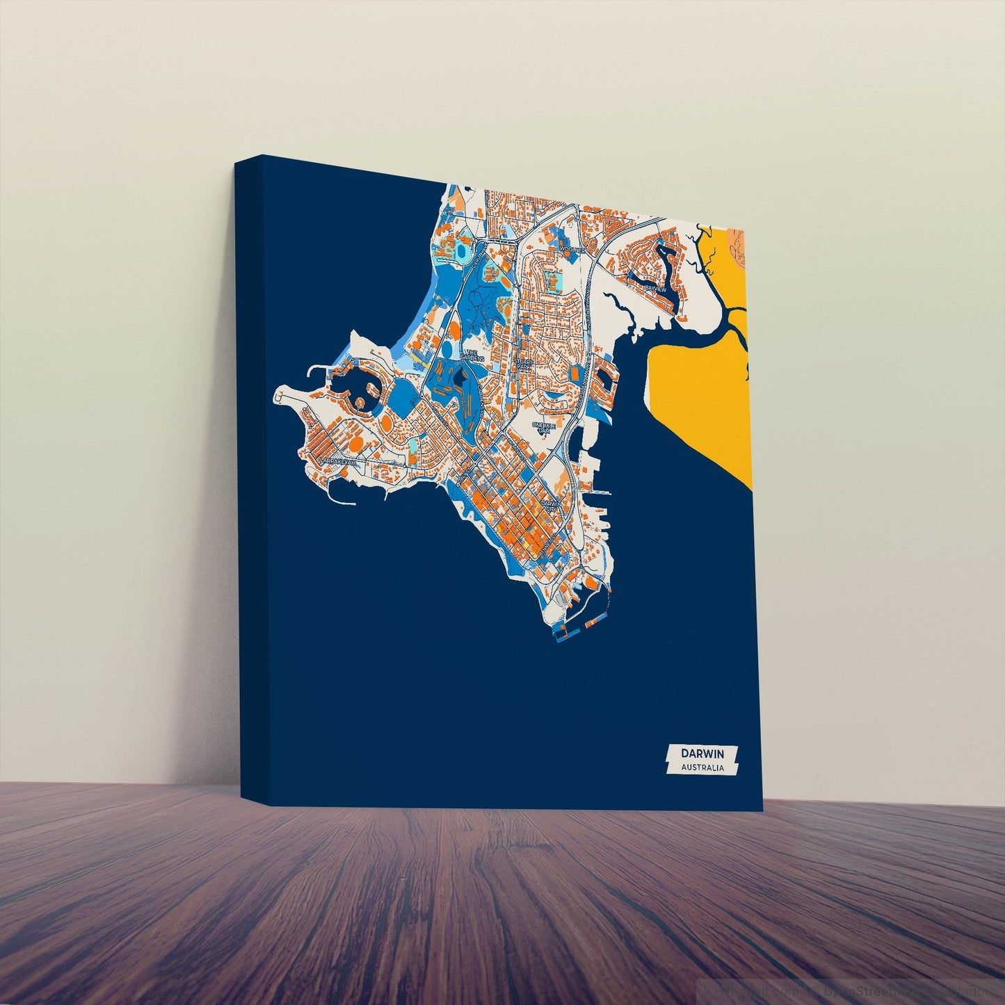 Darwin Australia Colorful City Map Canvas Print