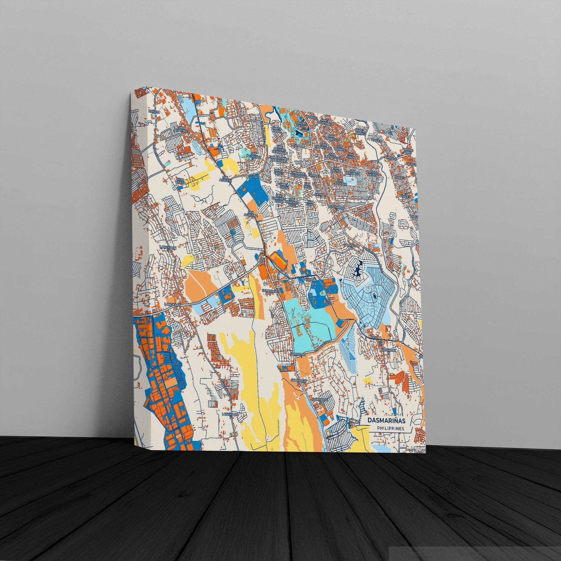 Dasmariñas Philippines Colorful City Map Canvas Print