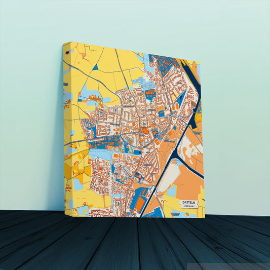 Datteln Germany Colorful City Map Canvas Print