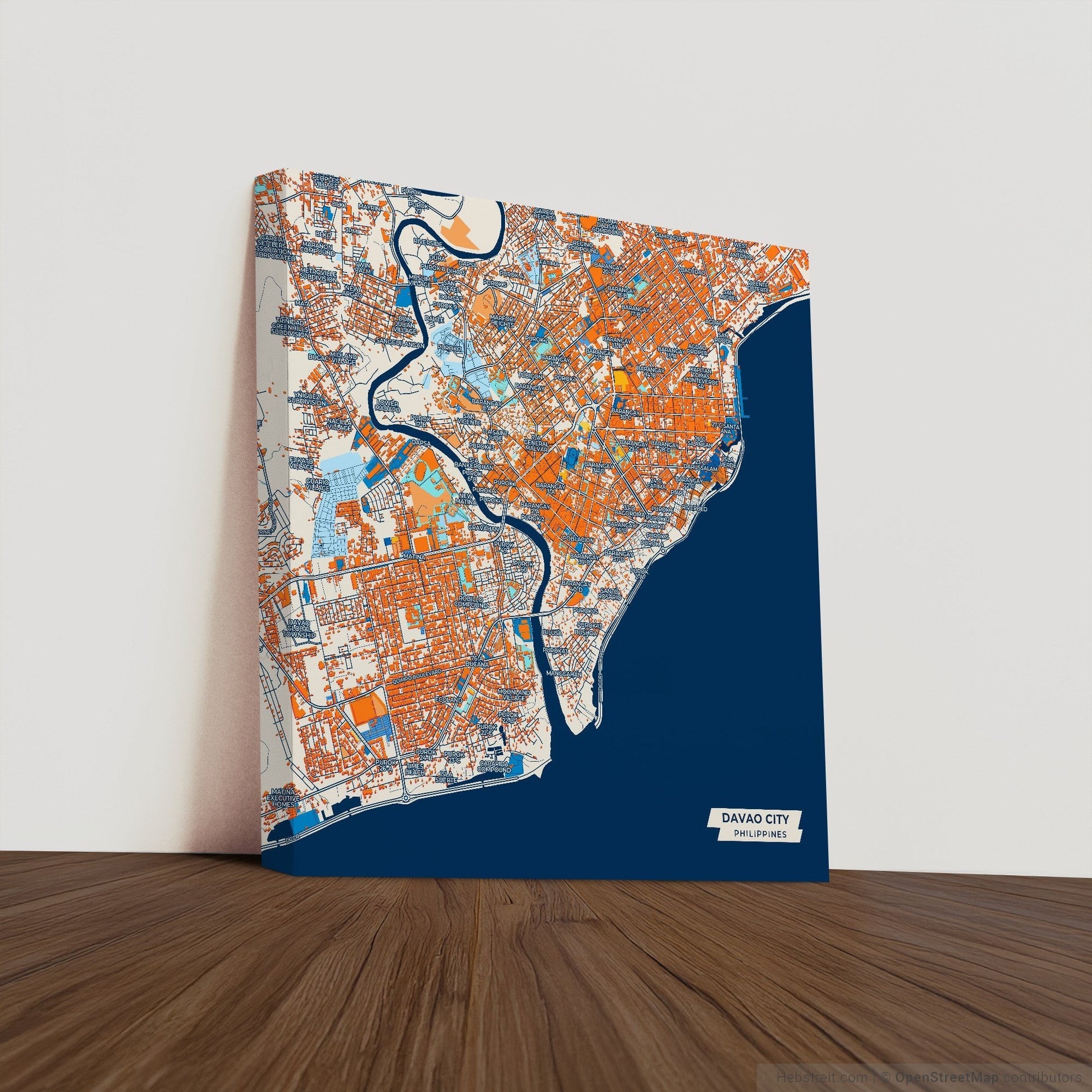 Davao City Philippines Colorful City Map Canvas Print