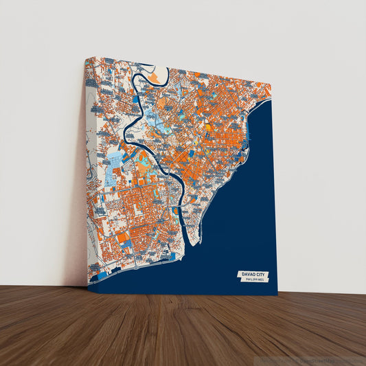 Davao City Philippines Colorful City Map Canvas Print