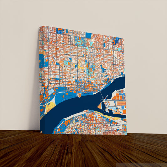 Davenport Iowa Colorful City Map Canvas Print