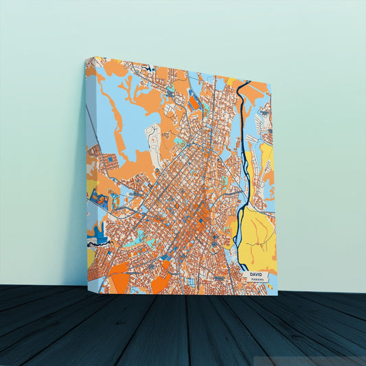 David Panama Colorful City Map Canvas Print