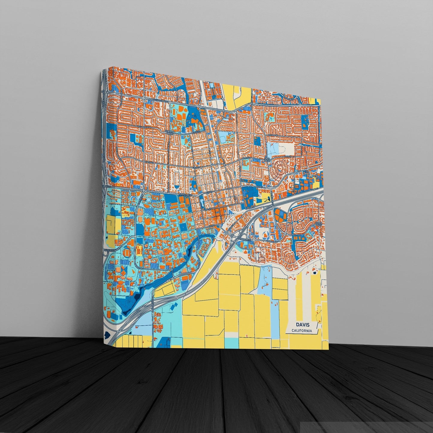 Davis California Colorful City Map Canvas Print