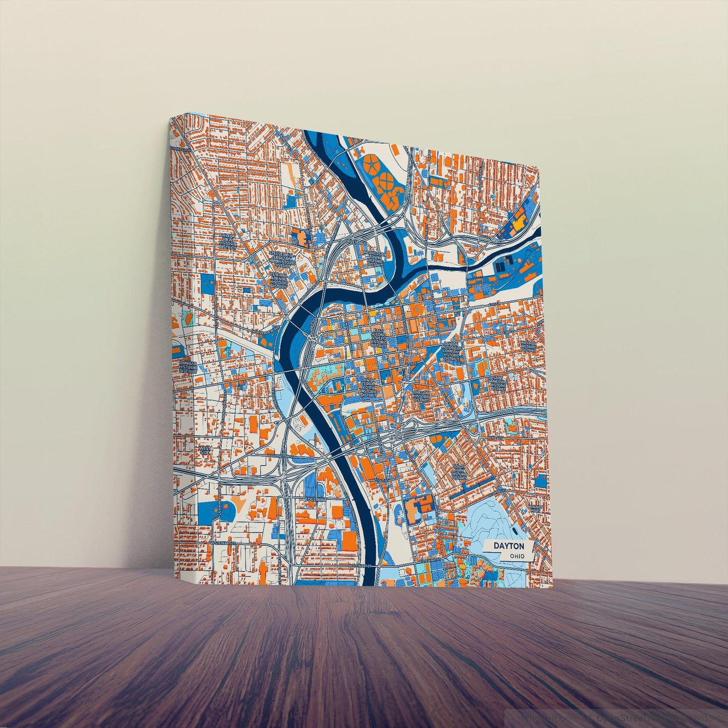 Dayton Ohio Colorful City Map Canvas Print