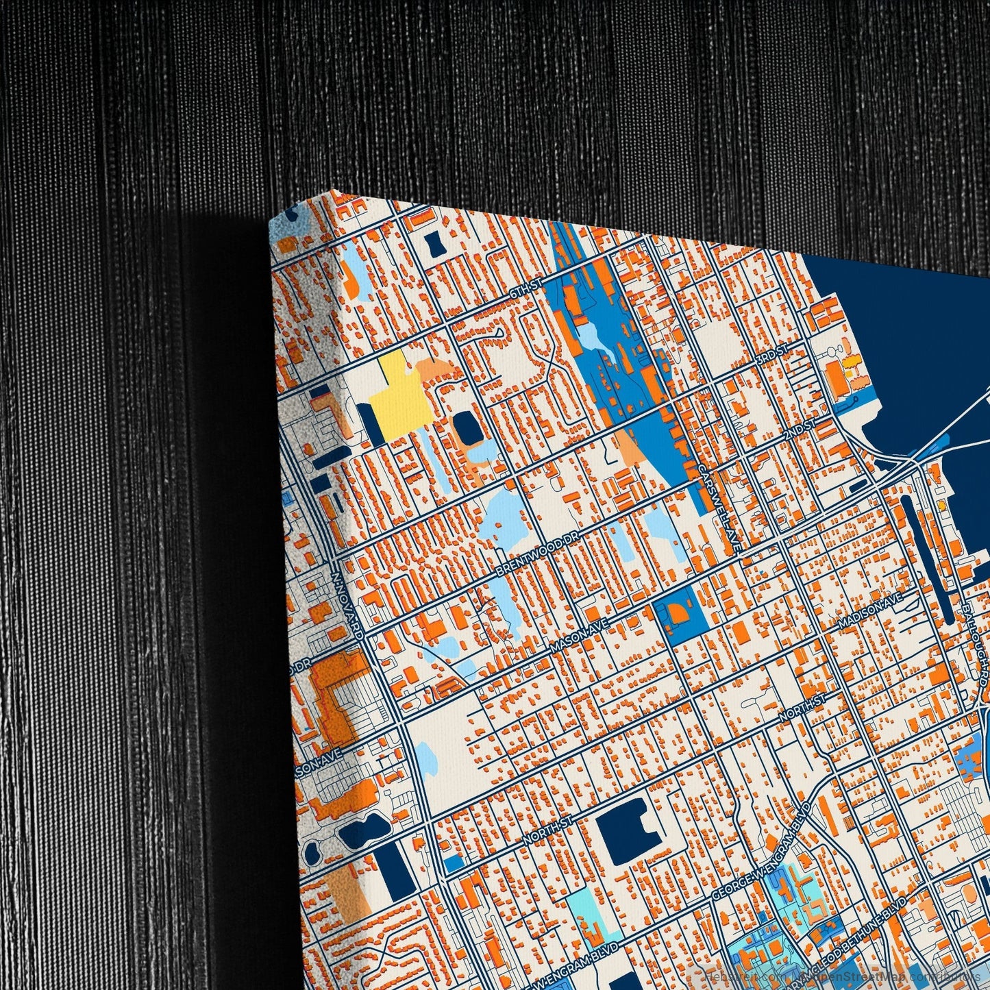 Daytona Beach Florida Colorful City Map Canvas Print Detail
