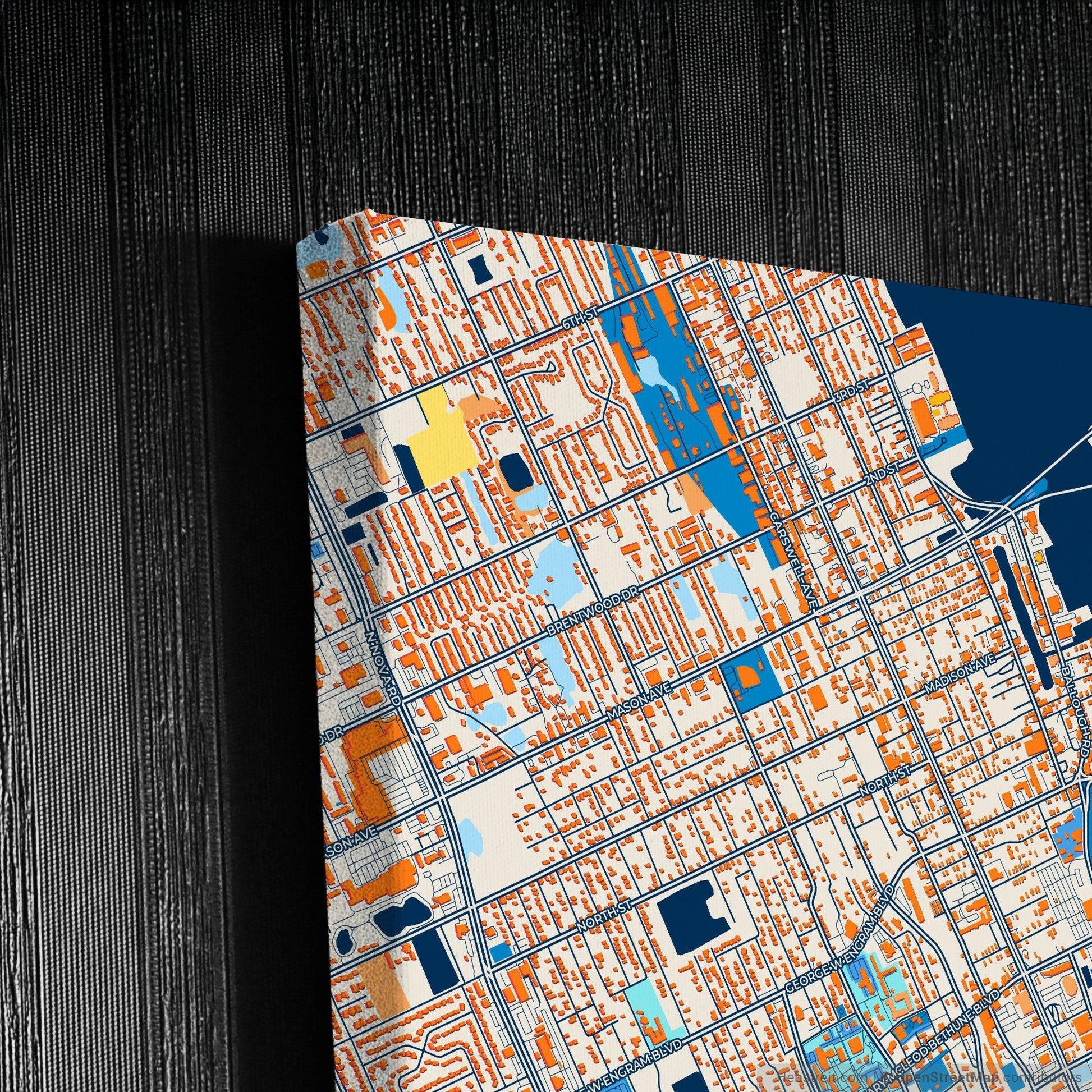 Daytona Beach Florida Colorful City Map Canvas Print Detail
