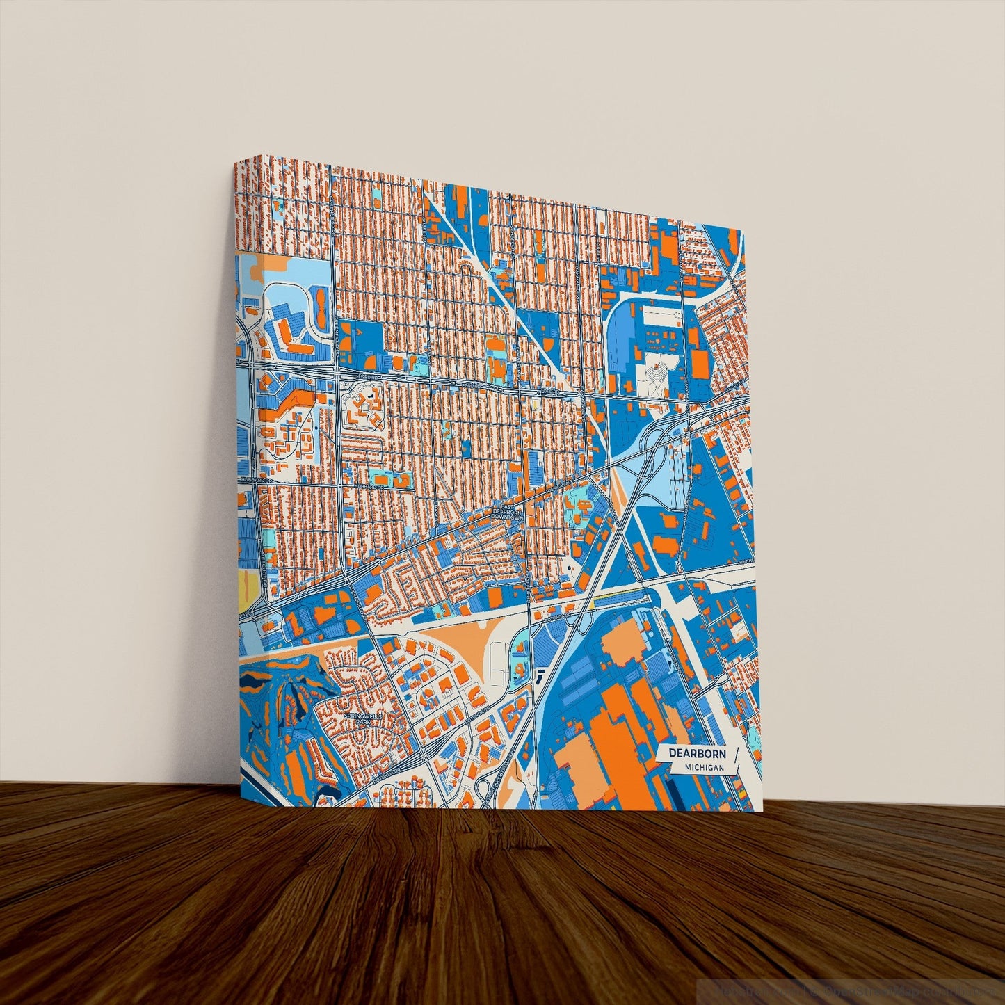 Dearborn Michigan Colorful City Map Canvas Print
