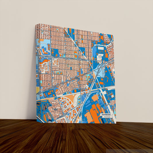 Dearborn Michigan Colorful City Map Canvas Print