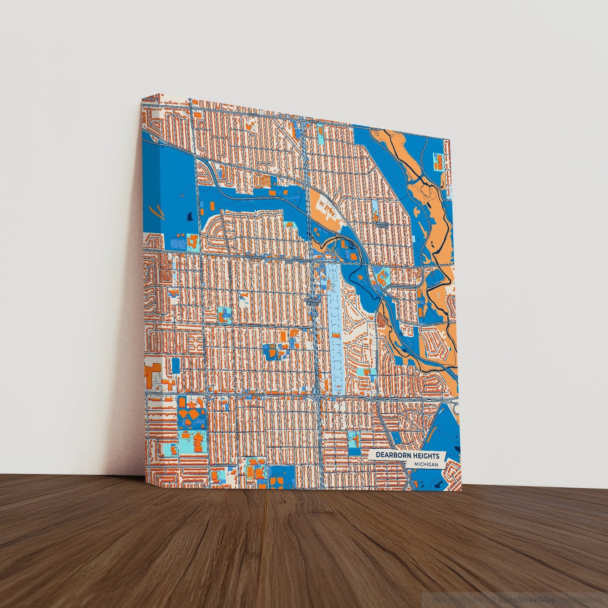 Dearborn Heights Michigan Colorful City Map Canvas Print
