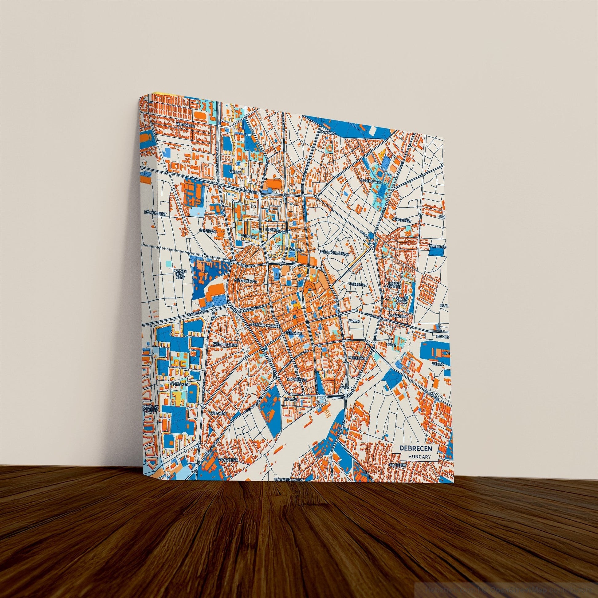 Debrecen Hungary Colorful City Map Canvas Print