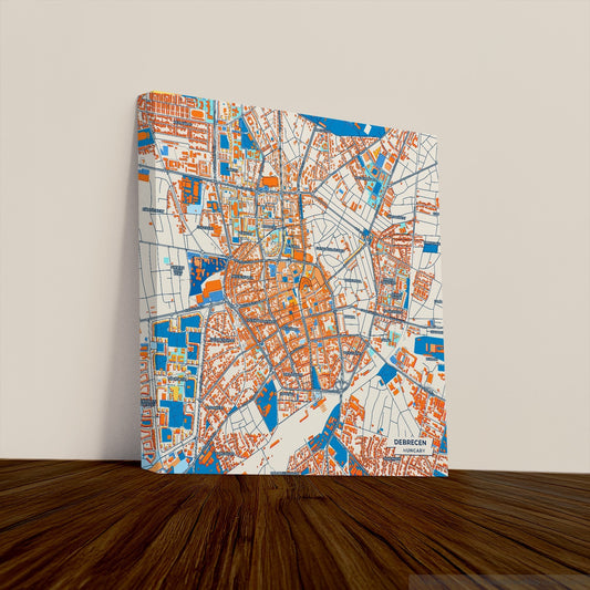 Debrecen Hungary Colorful City Map Canvas Print