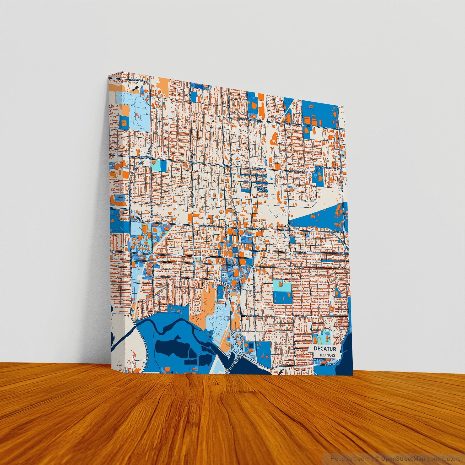 Decatur Illinois Colorful City Map Canvas Print