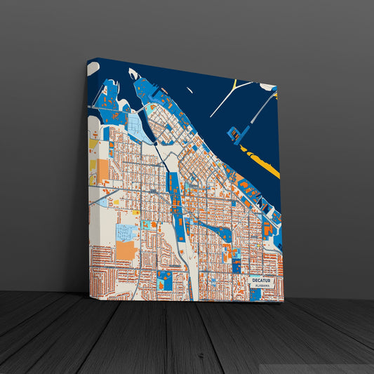 Decatur Alabama Colorful City Map Canvas Print