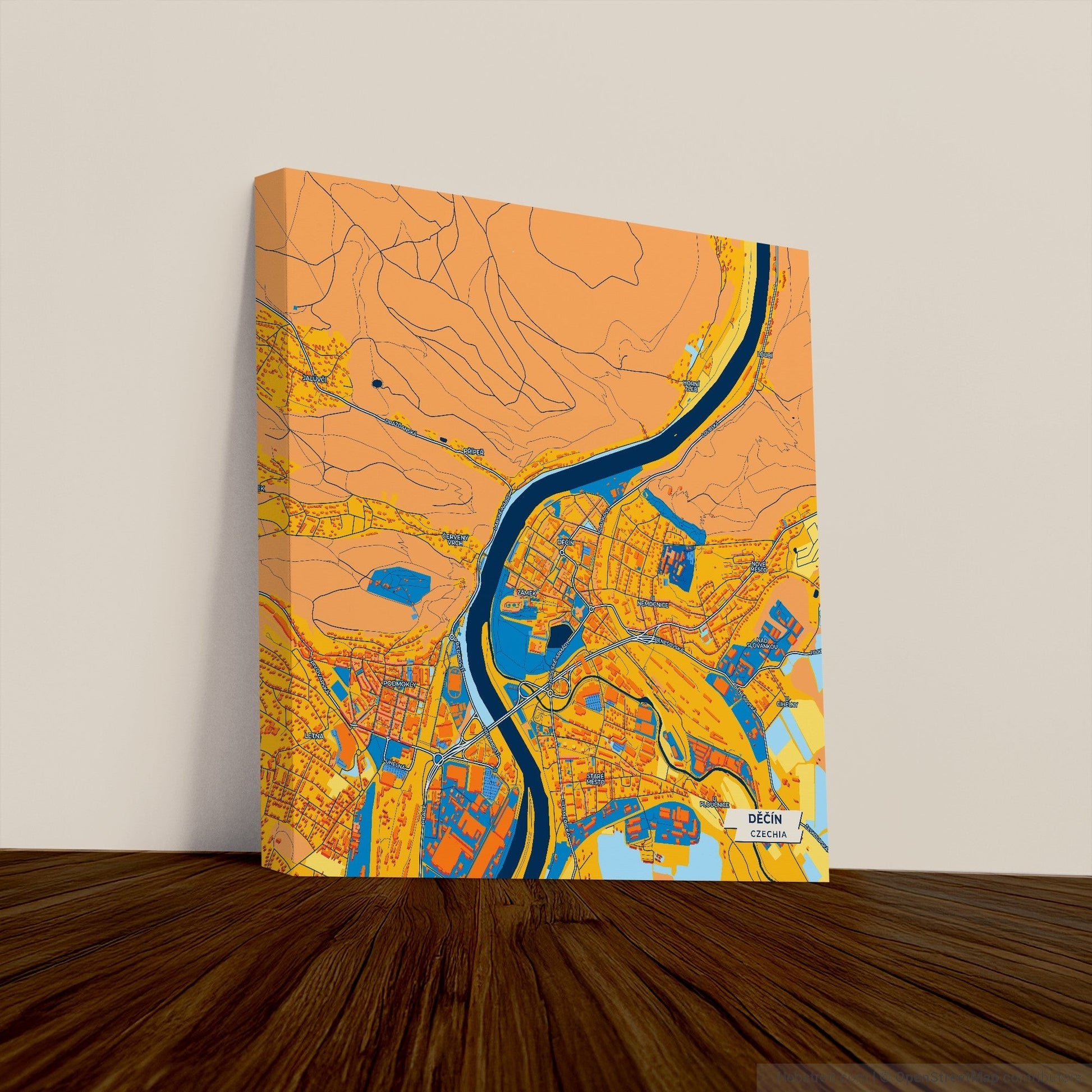 Děčín Czechia Colorful City Map Canvas Print