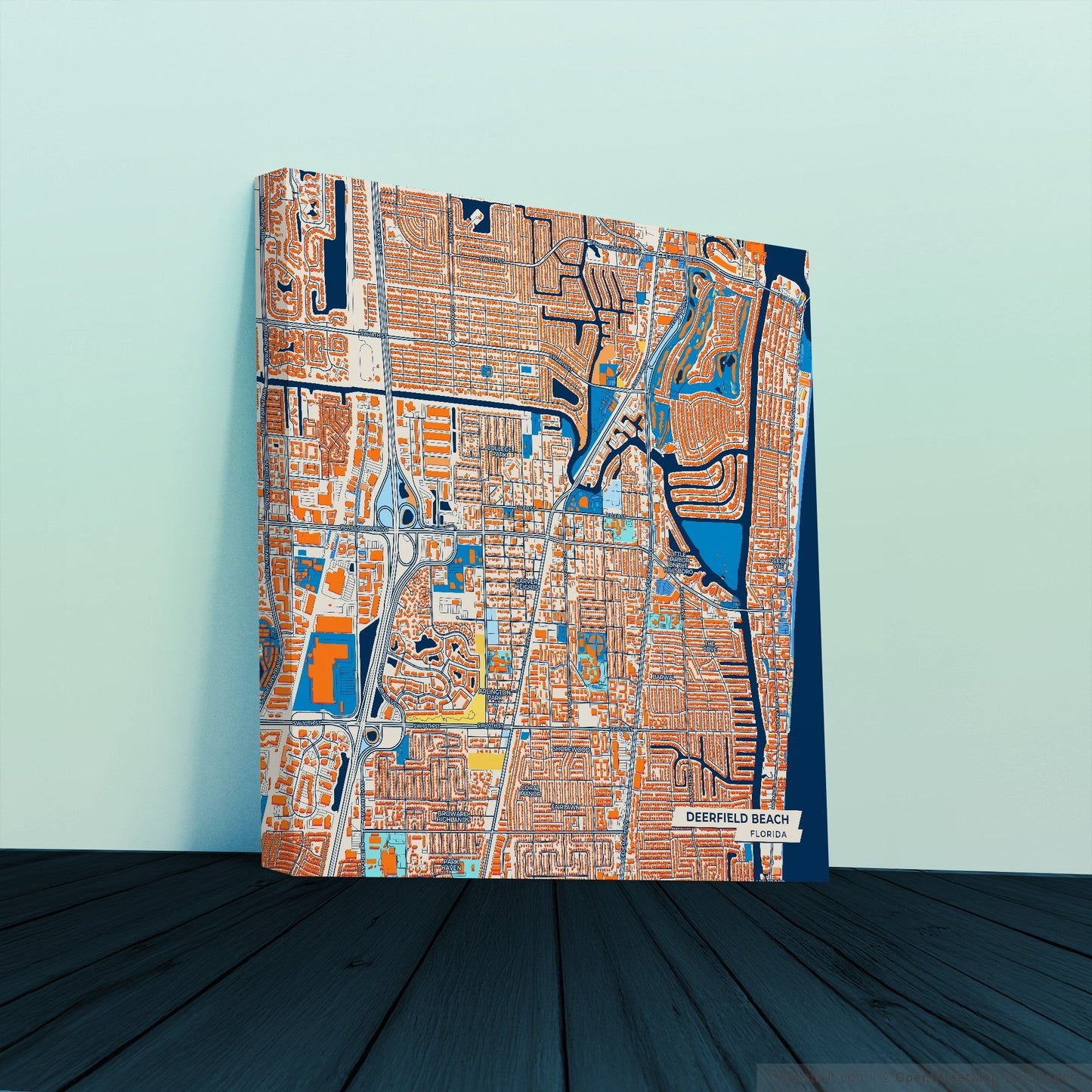 Deerfield Beach Florida Colorful City Map Canvas Print