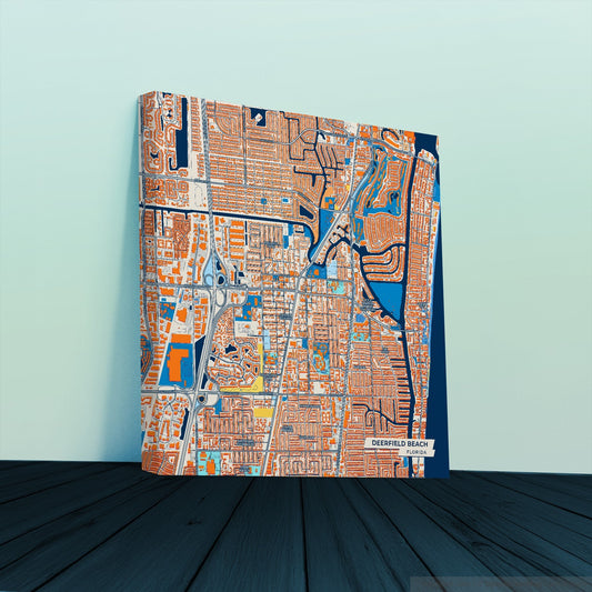 Deerfield Beach Florida Colorful City Map Canvas Print