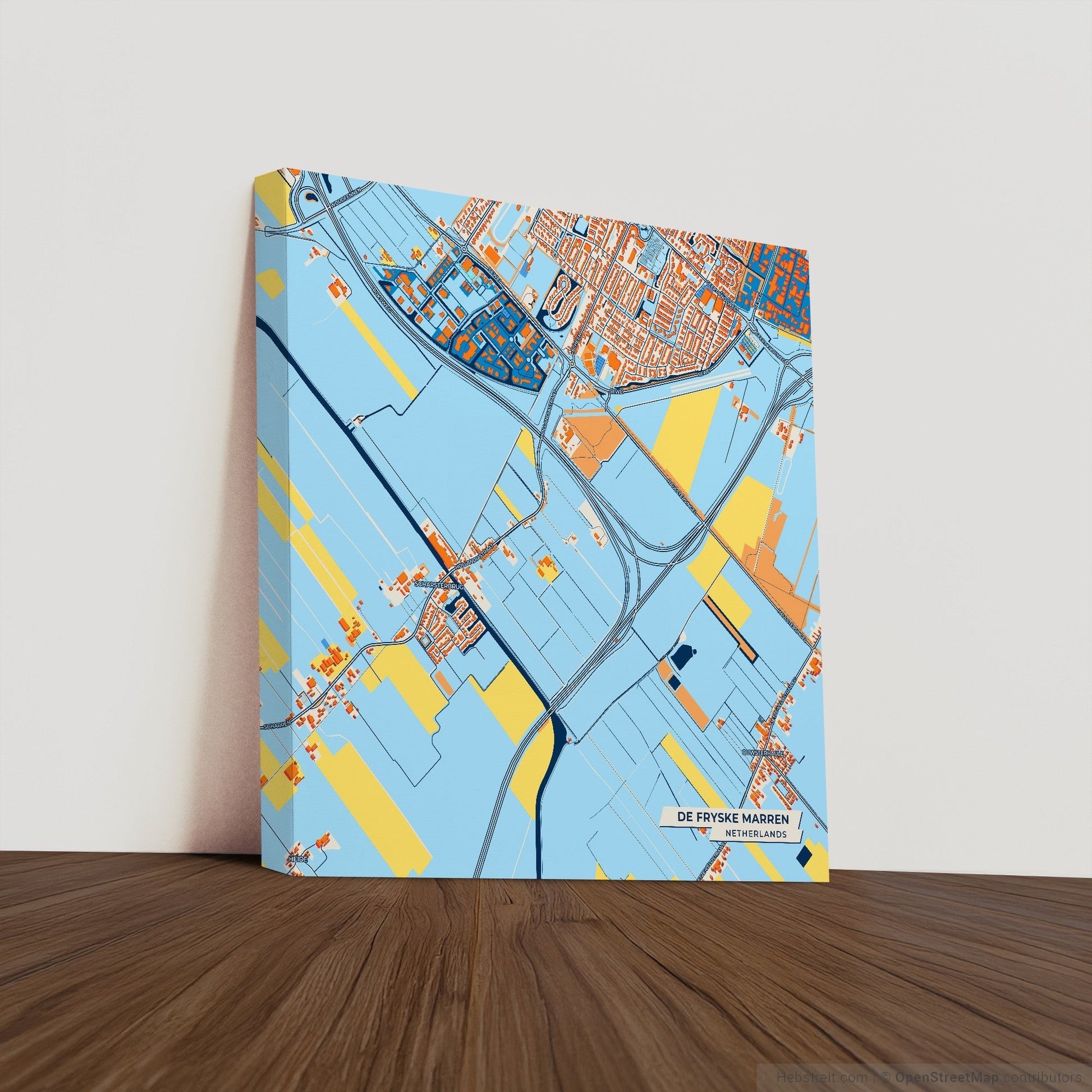 Defryskemarren Netherlands Colorful City Map Canvas Print