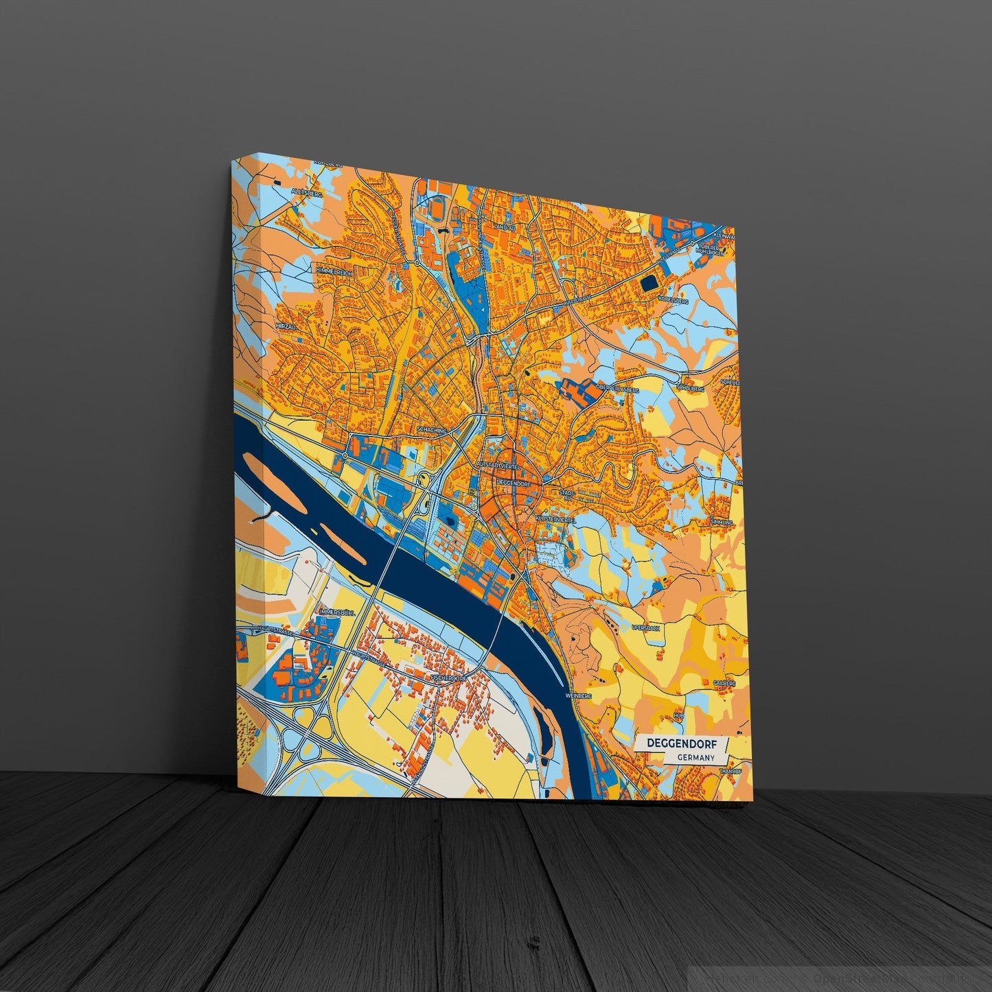 Deggendorf Germany Colorful City Map Canvas Print