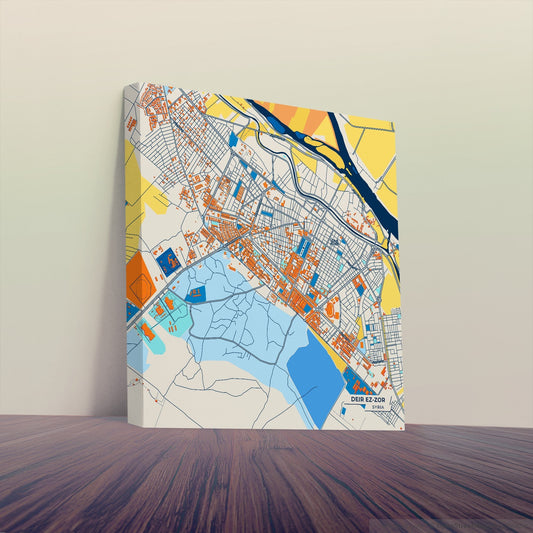 Deir Ez-Zor Syria Colorful City Map Canvas Print